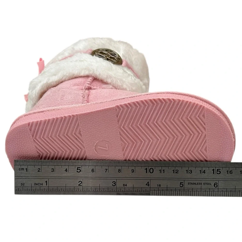 Bebe Toddler Girls Faux Fur Fashion Winter Boots Size 7 Pink-White‎ Lightweight